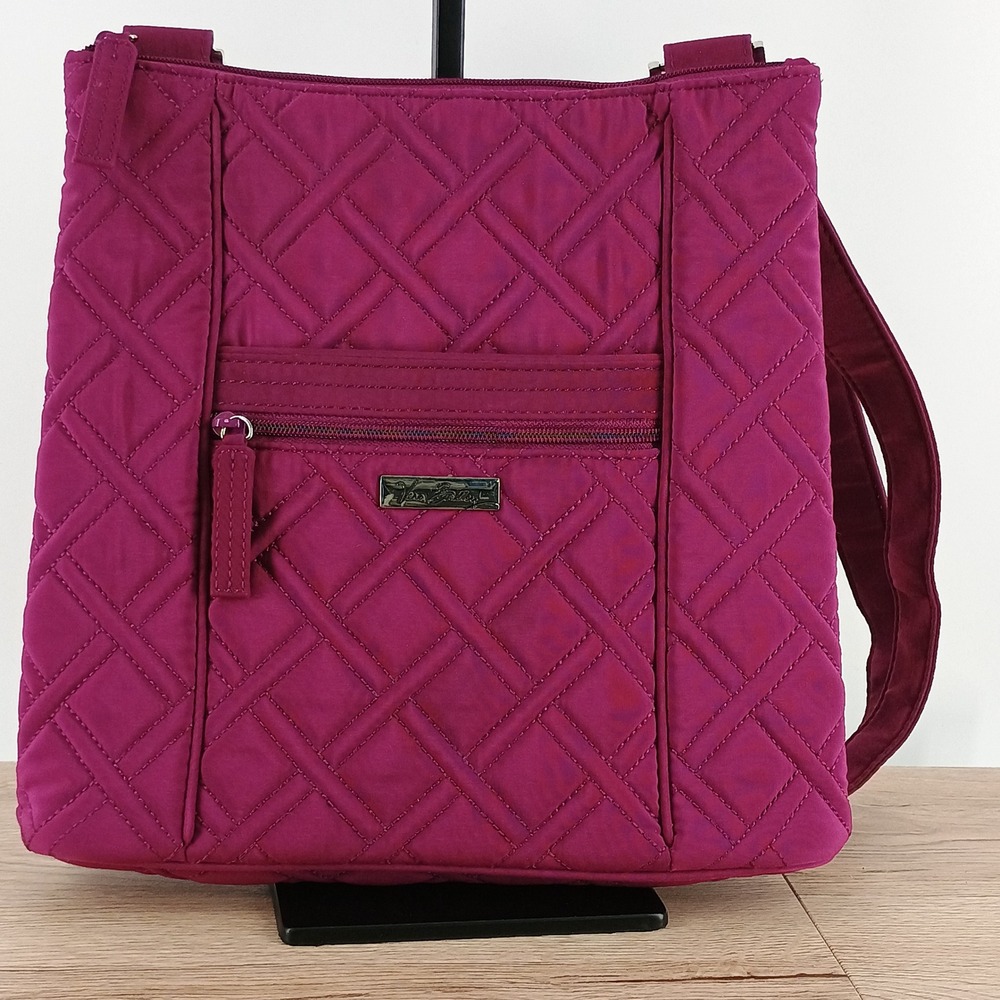 Vera Bradley Deep Mulberry Quilted Microfiber Crossbody Bag Hipster Messenger